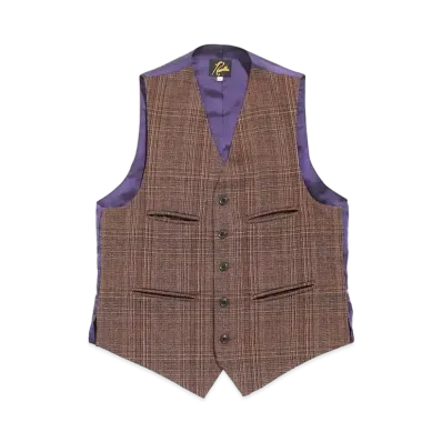 Needles ODD VEST - PE/R/PU BRUSHED PLAID (FOR WOMEN) "Bordeux"