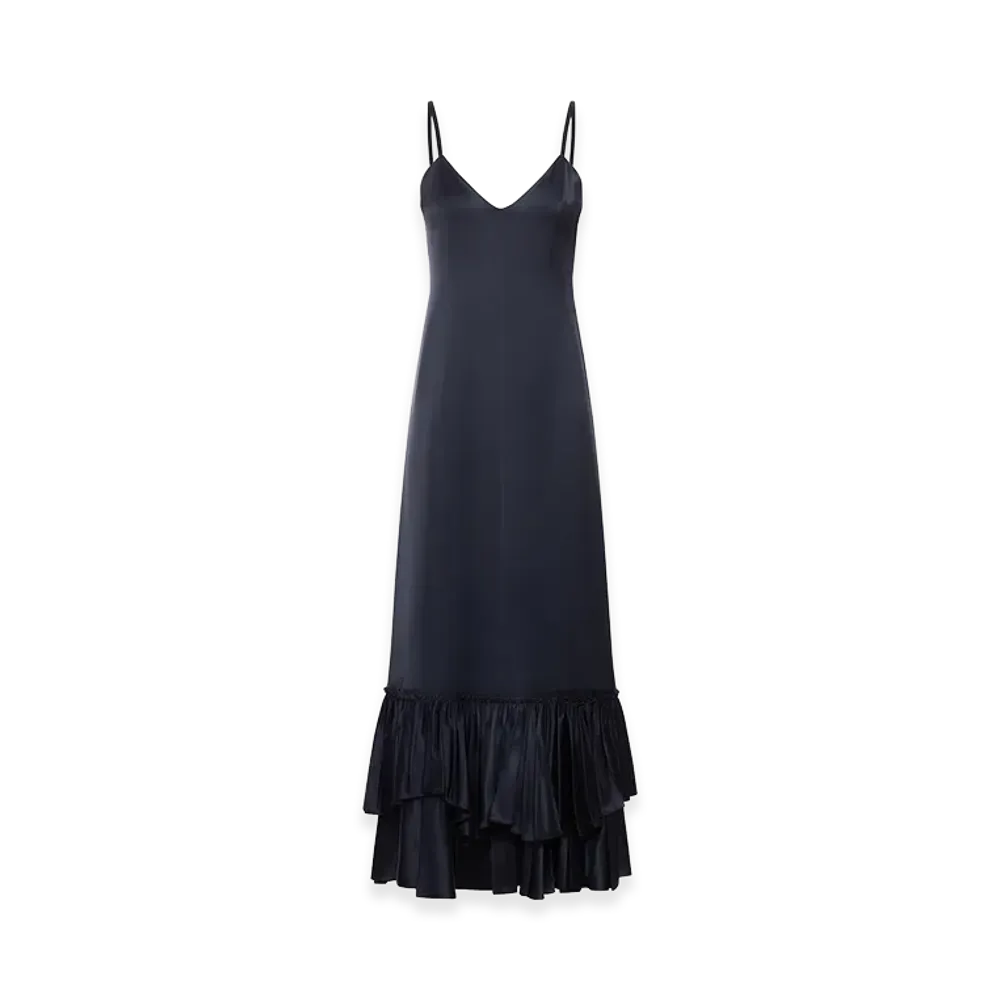 Jil Sander Women's Ruffled Silk Blend Dress "Black"