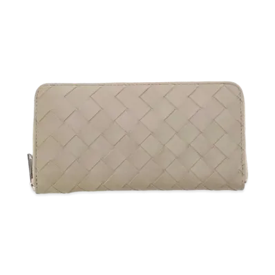Bottega Veneta Intrecciato Calfskin Zip Around Wallet "Taupe"