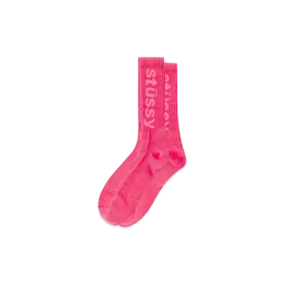 Stussy Washed Helvetica Crew Sock "Hot Pink"