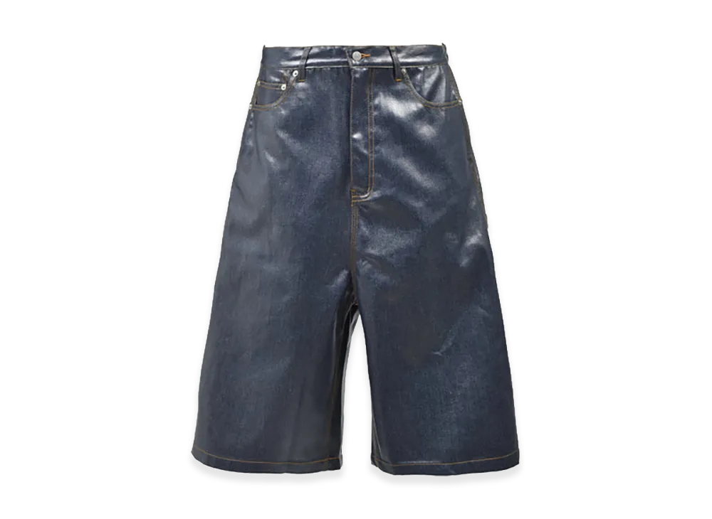 BREATH Coating Shiny Rigid Denim Shorts "Indigo"
