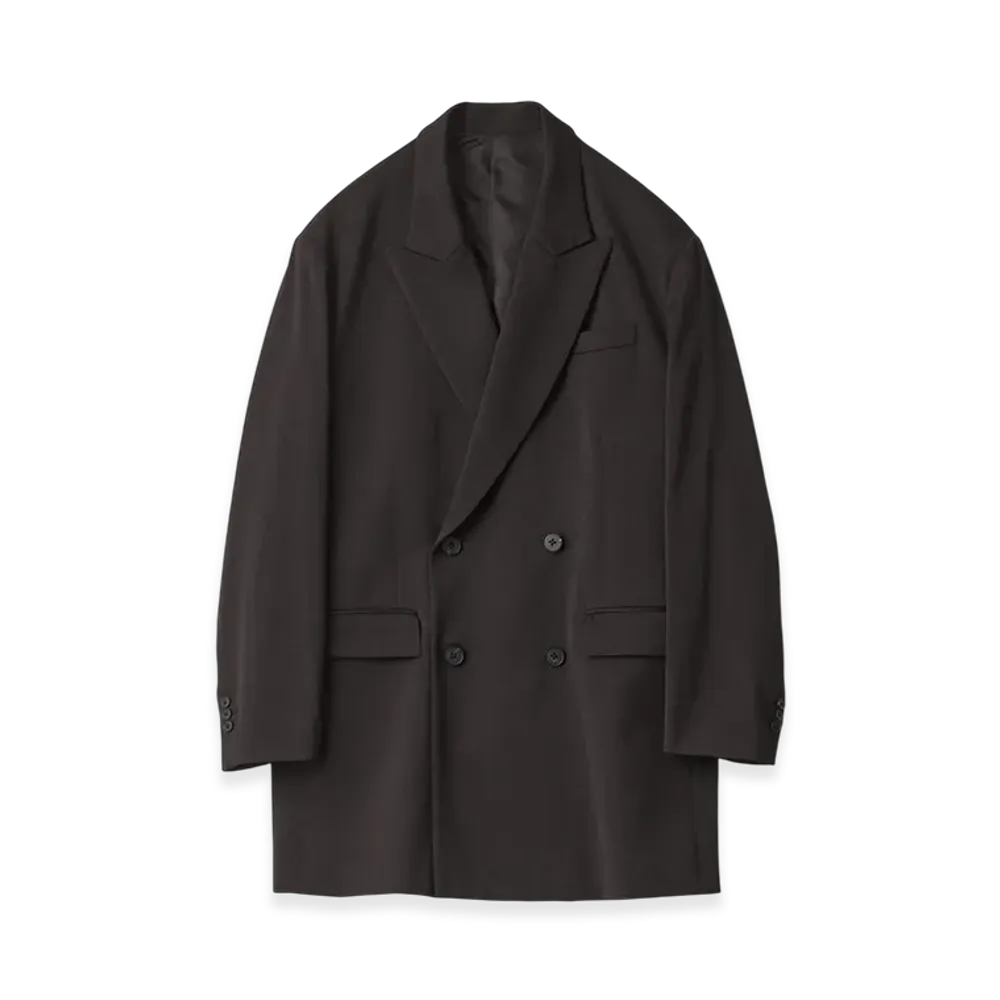 ssstein W/SI Satin Peak Lapel Short Coat "Dark Brown"