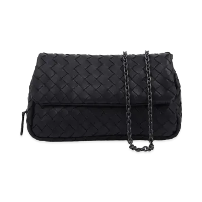 Bottega Veneta Lambskin Shoulder Bag "Black"