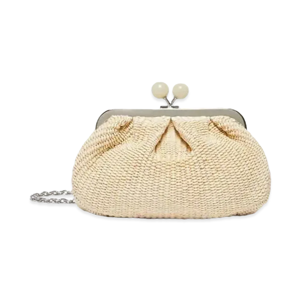 Max Mara Palmas Raffia Look Small Pasticino Bag "Ivory"