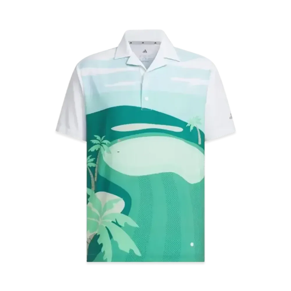adidas PG All-Over Print Short Sleeve Polo Shirt "White"
