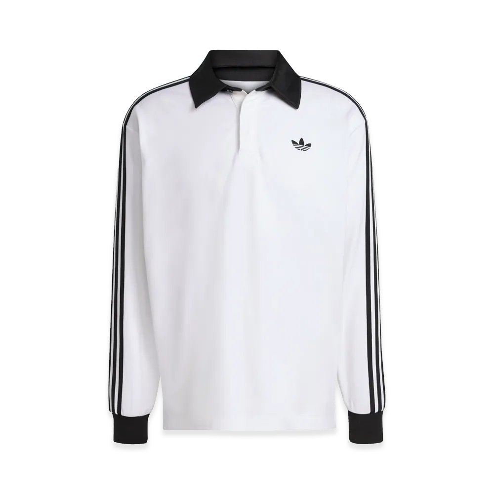 adidas 3-Stripes Rugby Long Sleeve Polo Shirt "White"