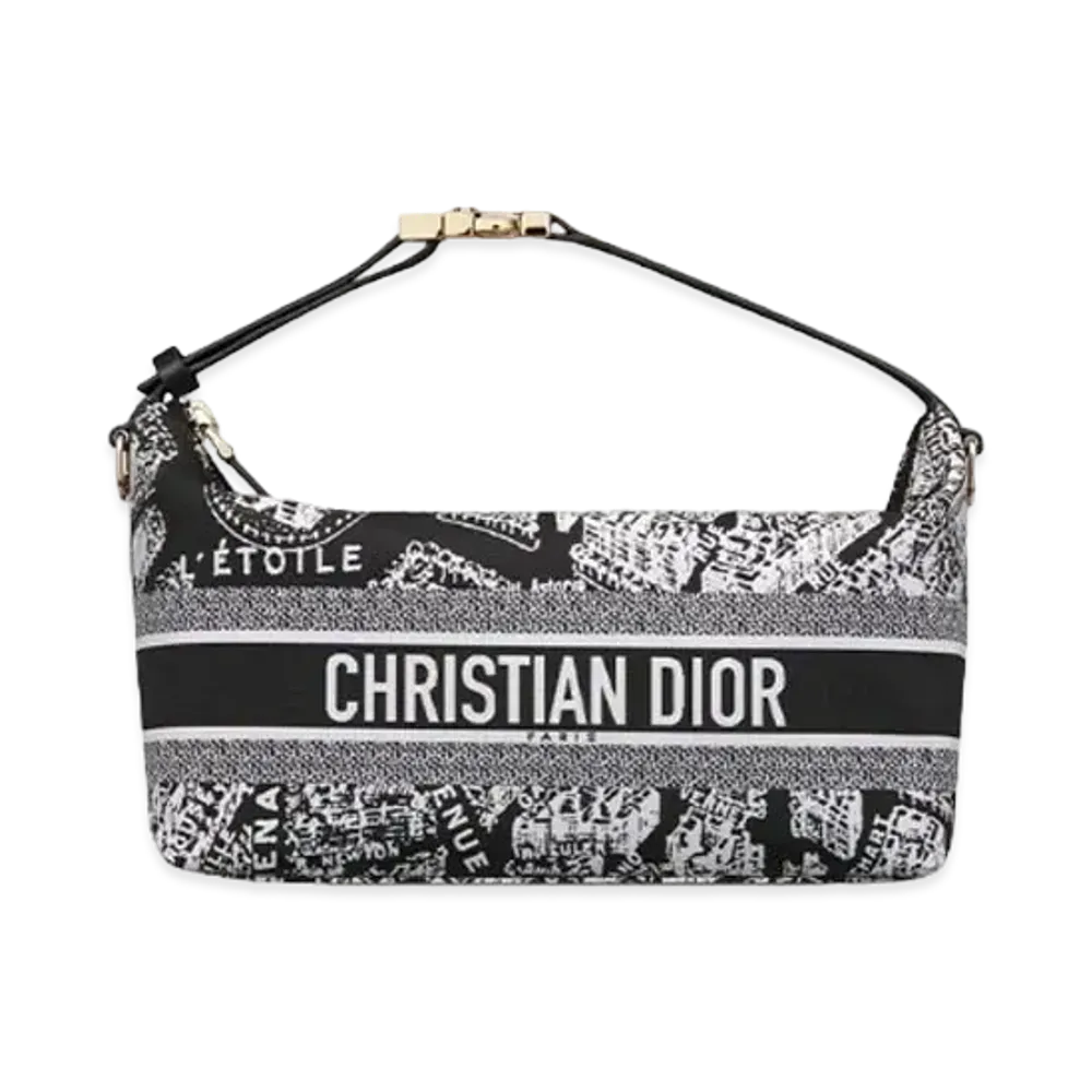 Dior Medium Diortravel Nomad Pouch Plan Paris Motif "Black/White"