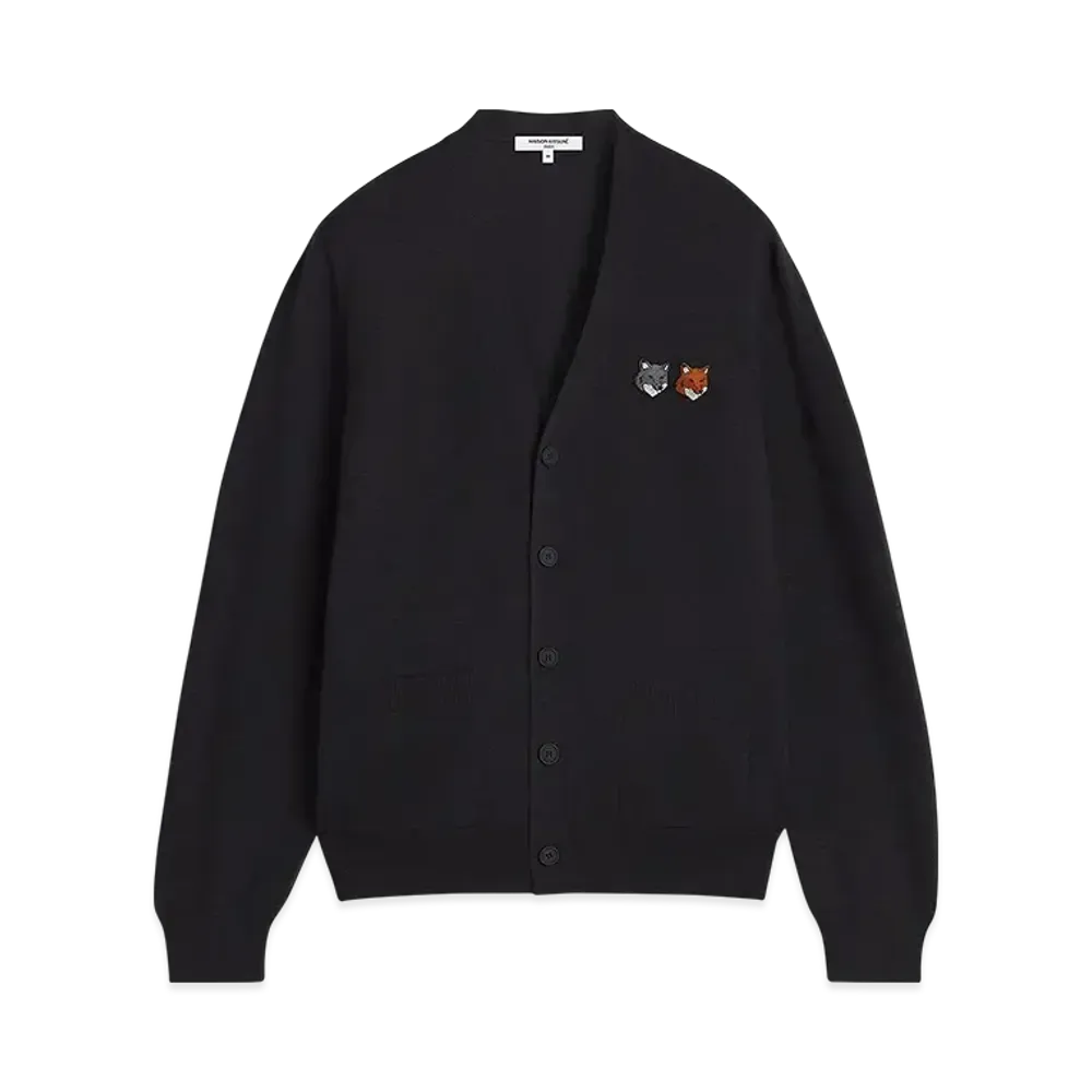 Maison Kitsune Double Bold Fox Head Patch Regular Cardigan "Anthracite"