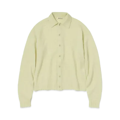 AURALEE Shetland Wool Cashmere Knit Cardigan "Light Yellow"