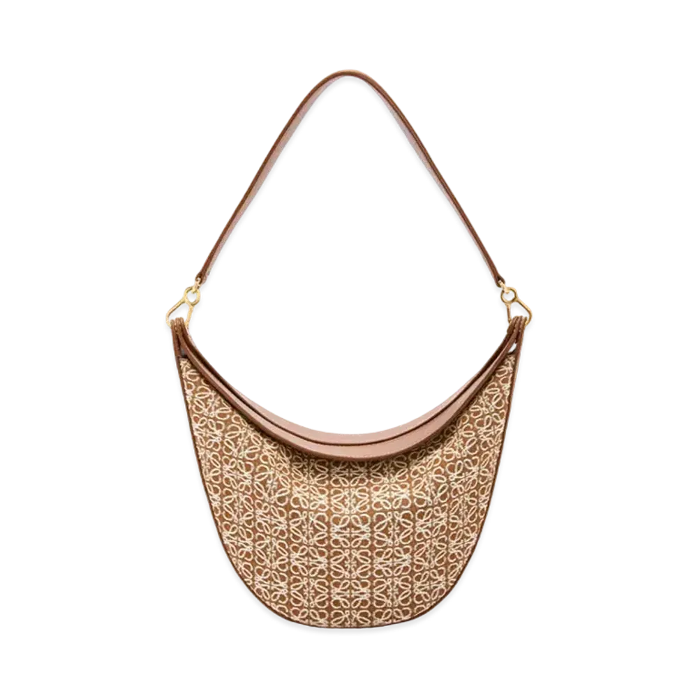 LOEWE Luna Bag In Anagram Jacquard And Classic Calfskin "Tan/Pecan"