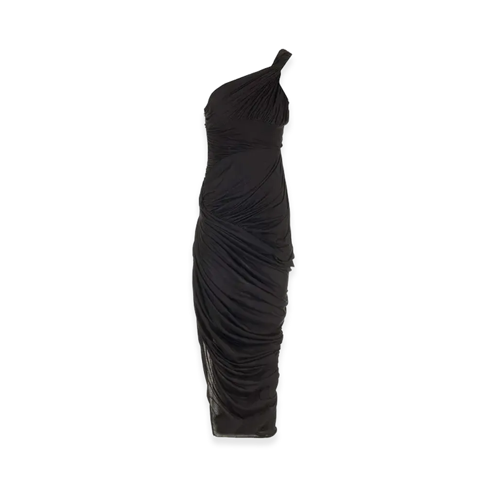 Rick Owens Women's Draped Jersey Midi Dress "Black"