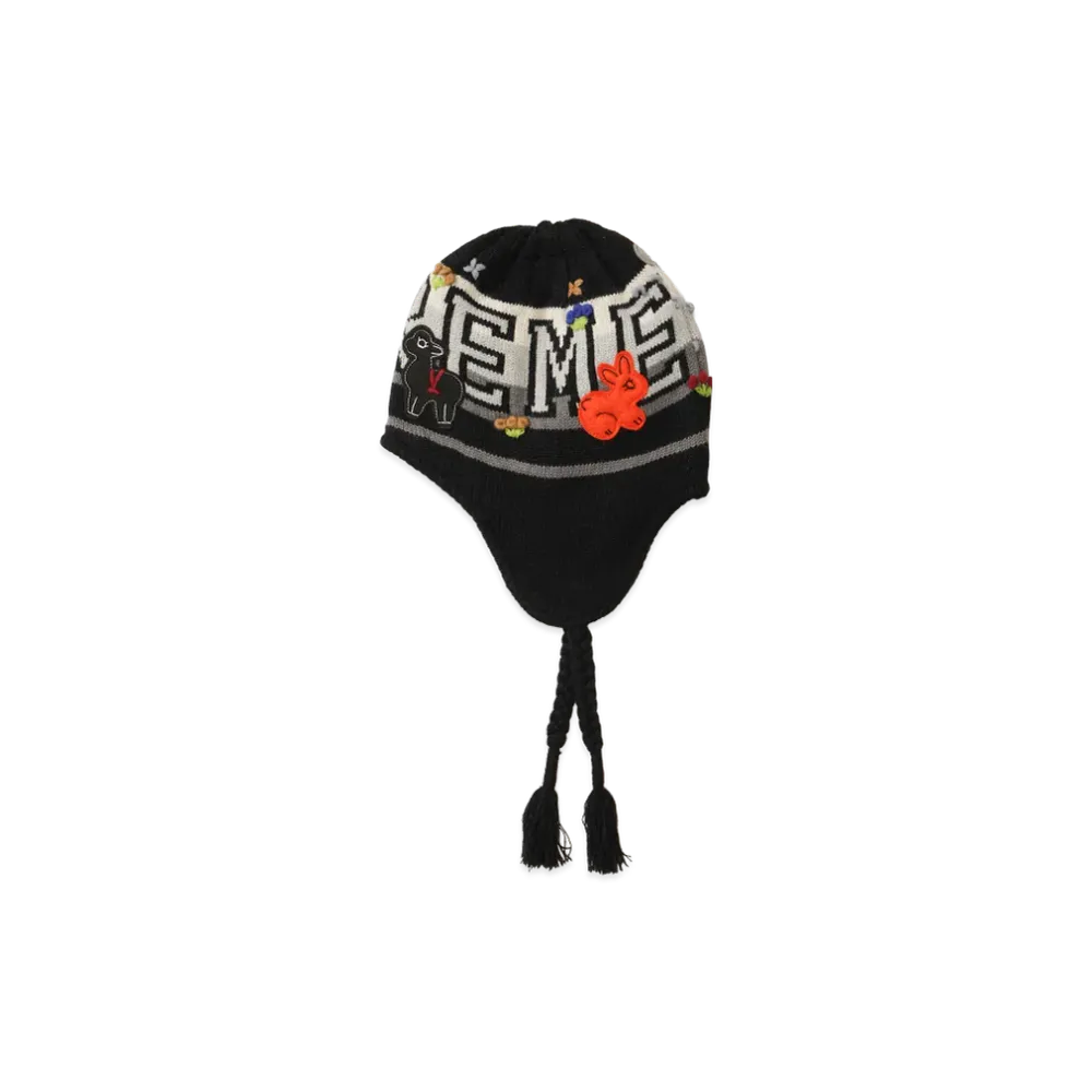 Supreme Felt Applique Earflap Beanie "Black"