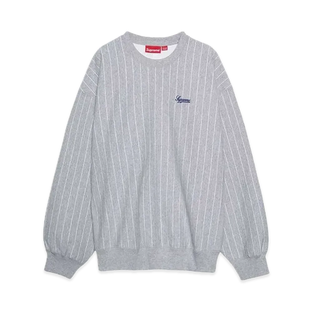 Supreme Pinstripe Crewneck "Heather Grey"