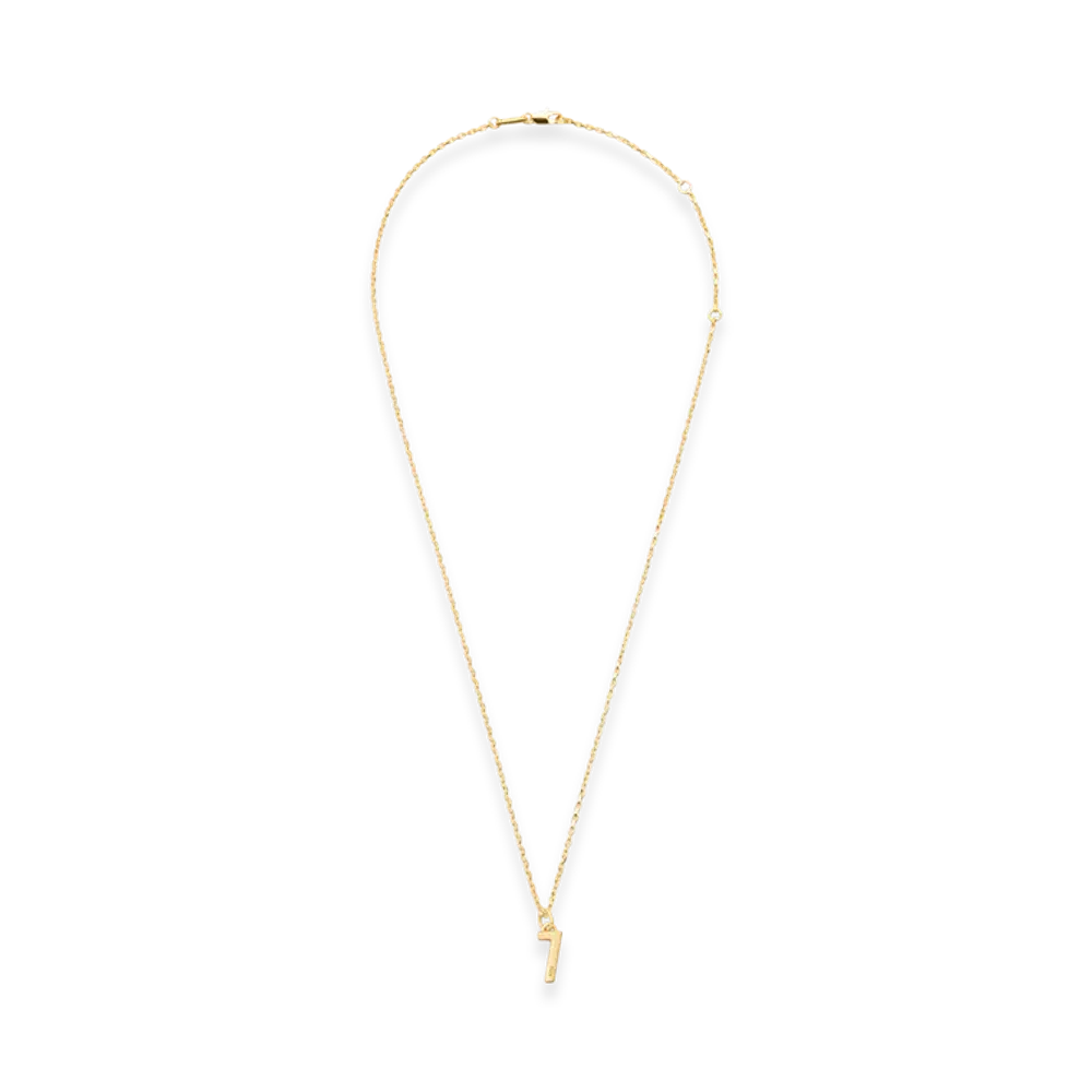 AMI PARIS Brass Hammered 7 Pendant Necklace "Gold"