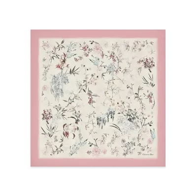 Dior Millefiori 90 Square Scarf Silk Twill "Multicolor/Pink/Ivory"