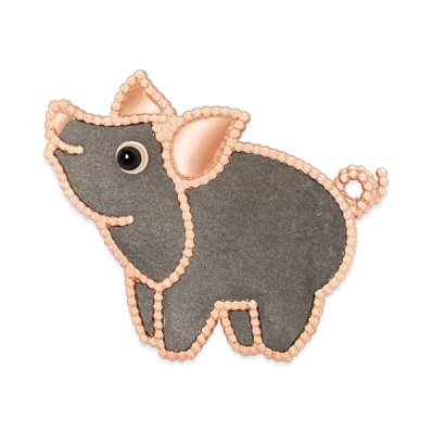Van Cleef & Arpels Lucky Animals Pig clip "18K Rose gold/Onyx/Obsidian"