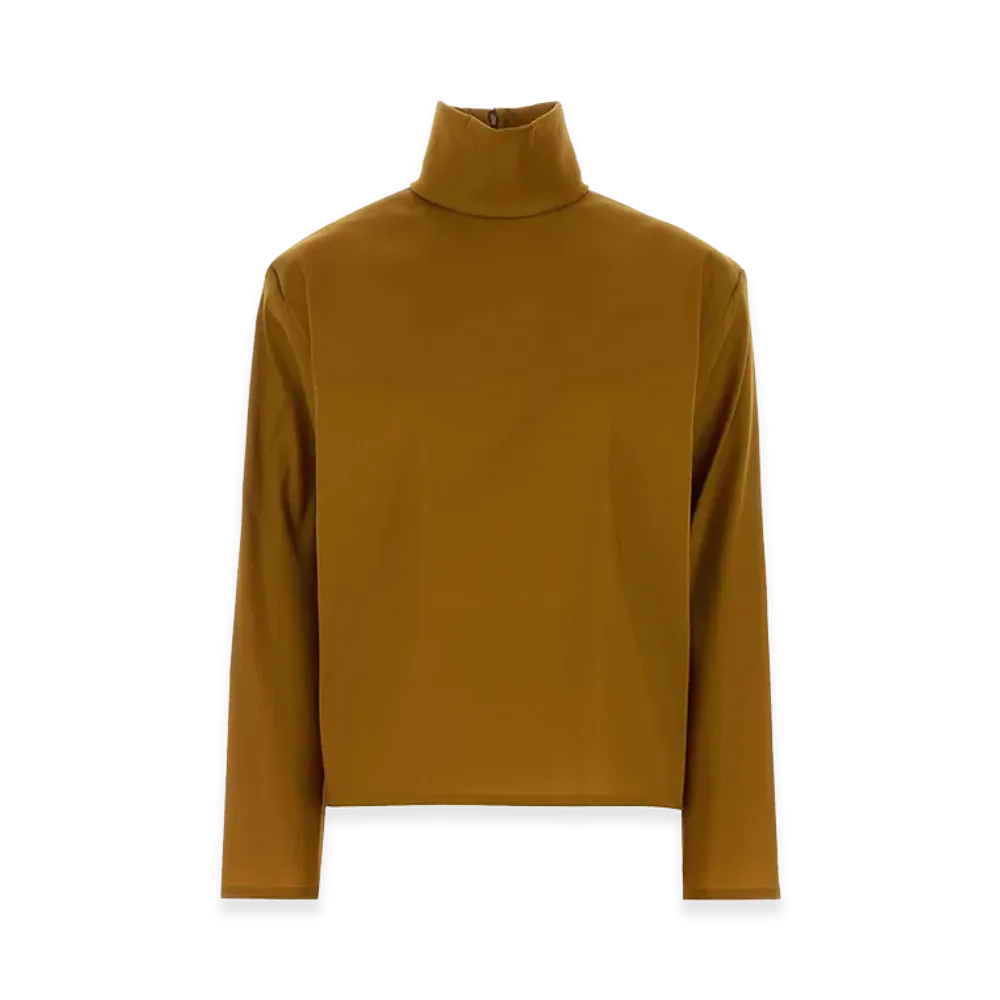Saint Laurent Women's Stretch Silk Blend Top "Orange"
