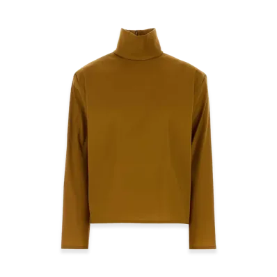 Saint Laurent Women's Stretch Silk Blend Top "Orange"
