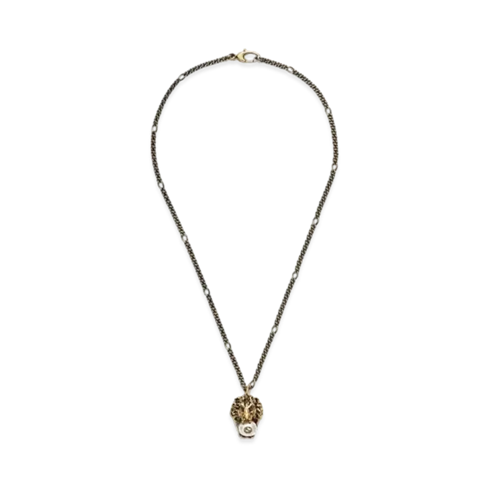 GUCCI Pearl Lion Head Necklace "Gold"
