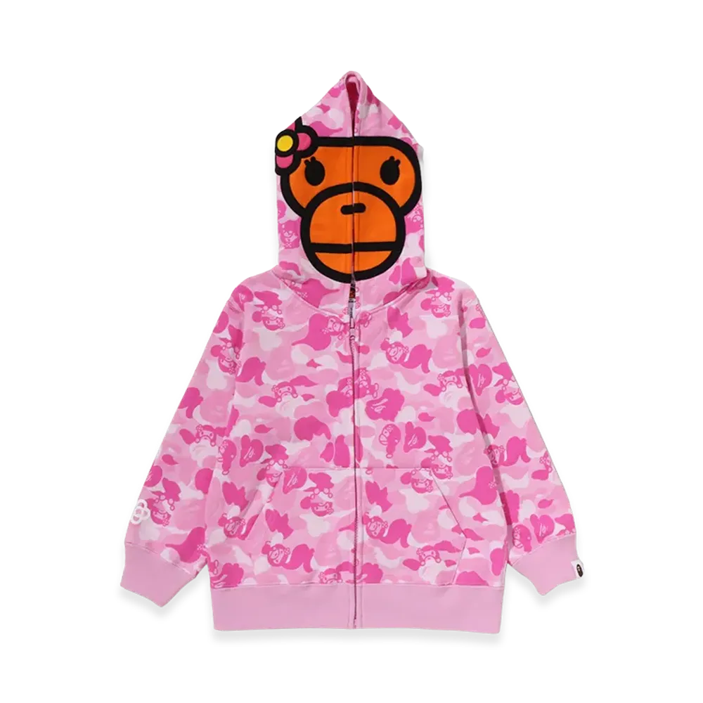 A BATHING APE Kids Baby Lisa ABC Camo Zip Hoodie "Pink"