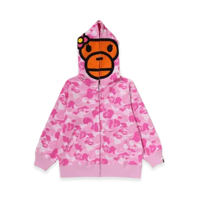 A BATHING APE Kids Baby Lisa ABC Camo Zip Hoodie "Pink"