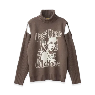 HYSTERIC GLAMOUR Quiet Punk Jacquard Turtle Neck Pullover "Gray"
