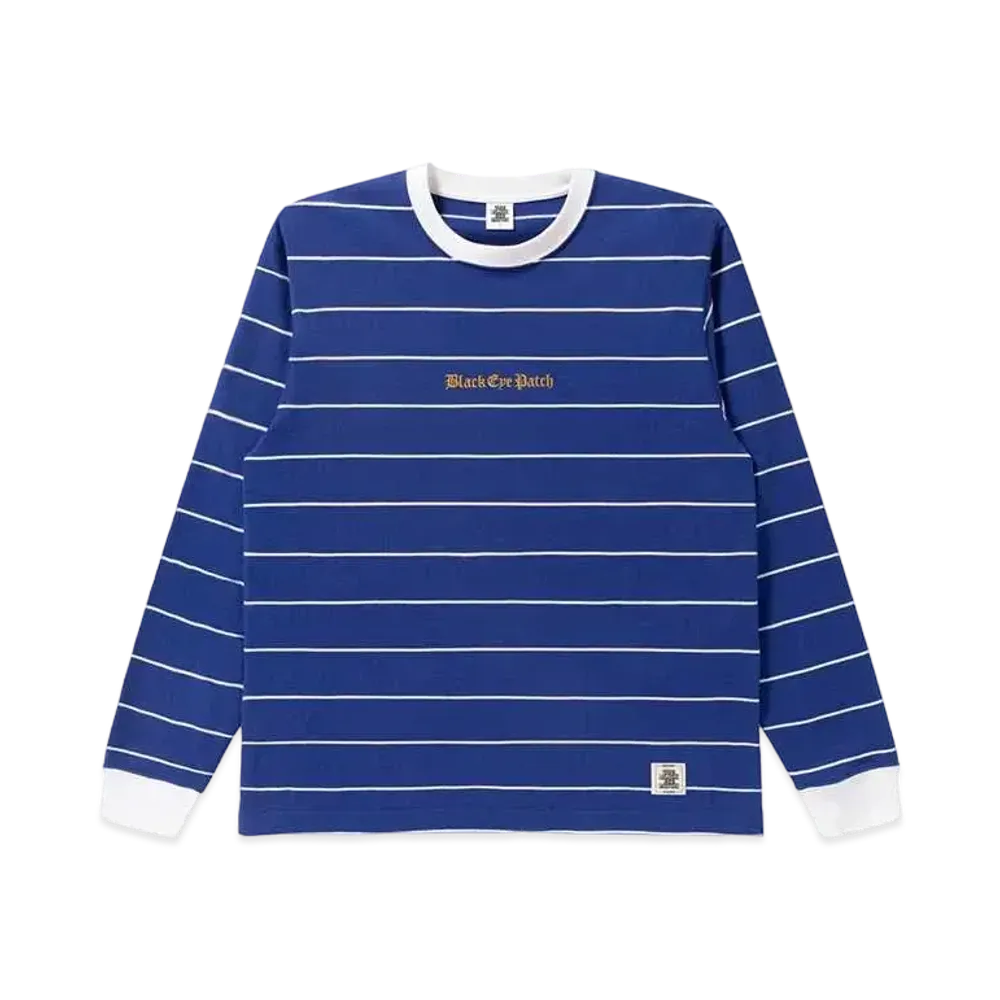 BlackEyePatch OE Logo Embroidered Striped L/S Tee "Blue"