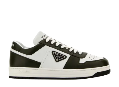 PRADA Downtown Leather Sneakers "White/Khaki"