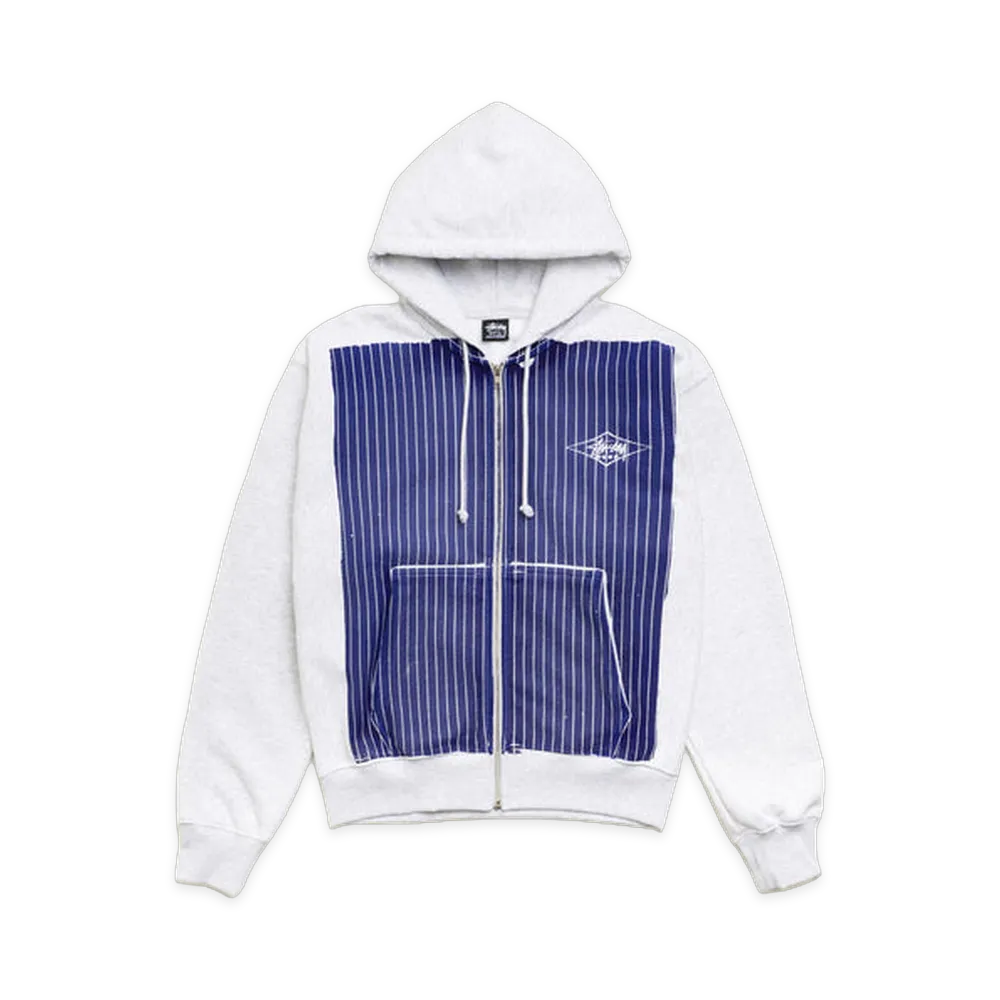 Stussy Printed Pattern Zip Hoodie "Blue Pinstripe"