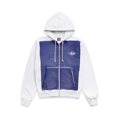 Stussy Printed Pattern Zip Hoodie "Blue Pinstripe"