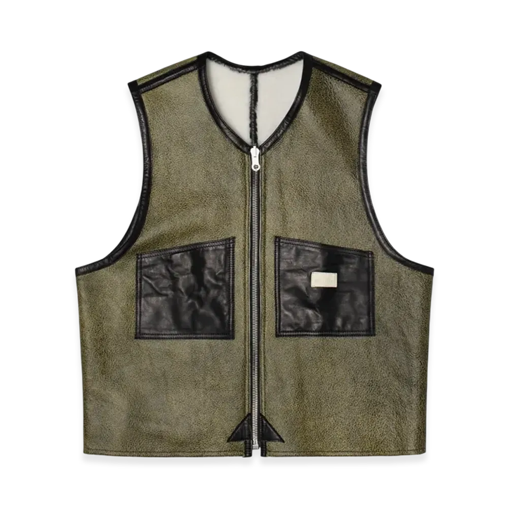 Stussy x Our Legacy Work Shop Reversible Shearling Vest Neon Green Black Shearling "Neon Green/Black Shearling"