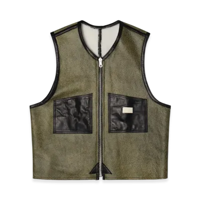 Stussy x Our Legacy Work Shop Reversible Shearling Vest Neon Green Black Shearling "Neon Green/Black Shearling"