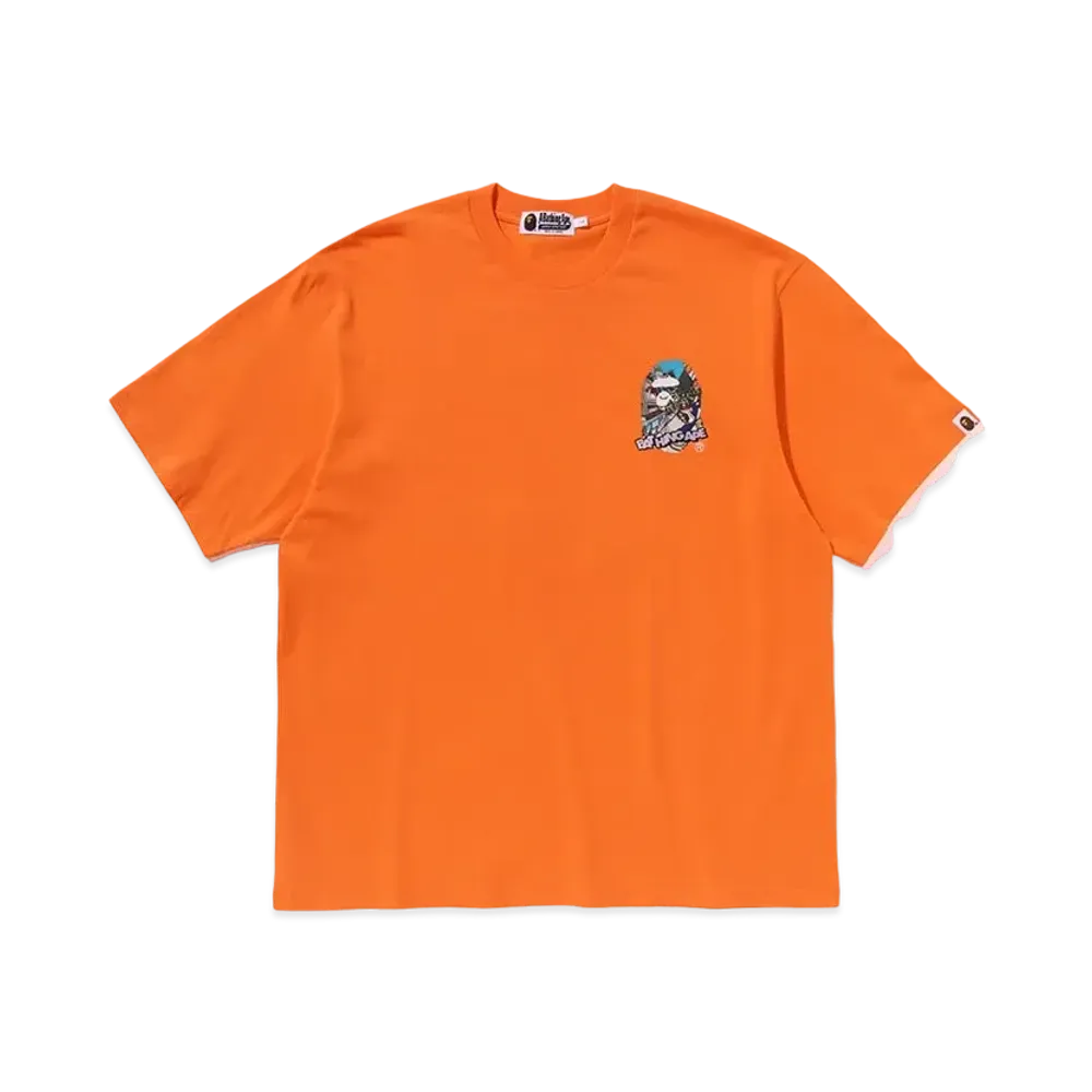 A BATHING APE Comic Art Ape Head Relaxed Fit Tee "Orange"