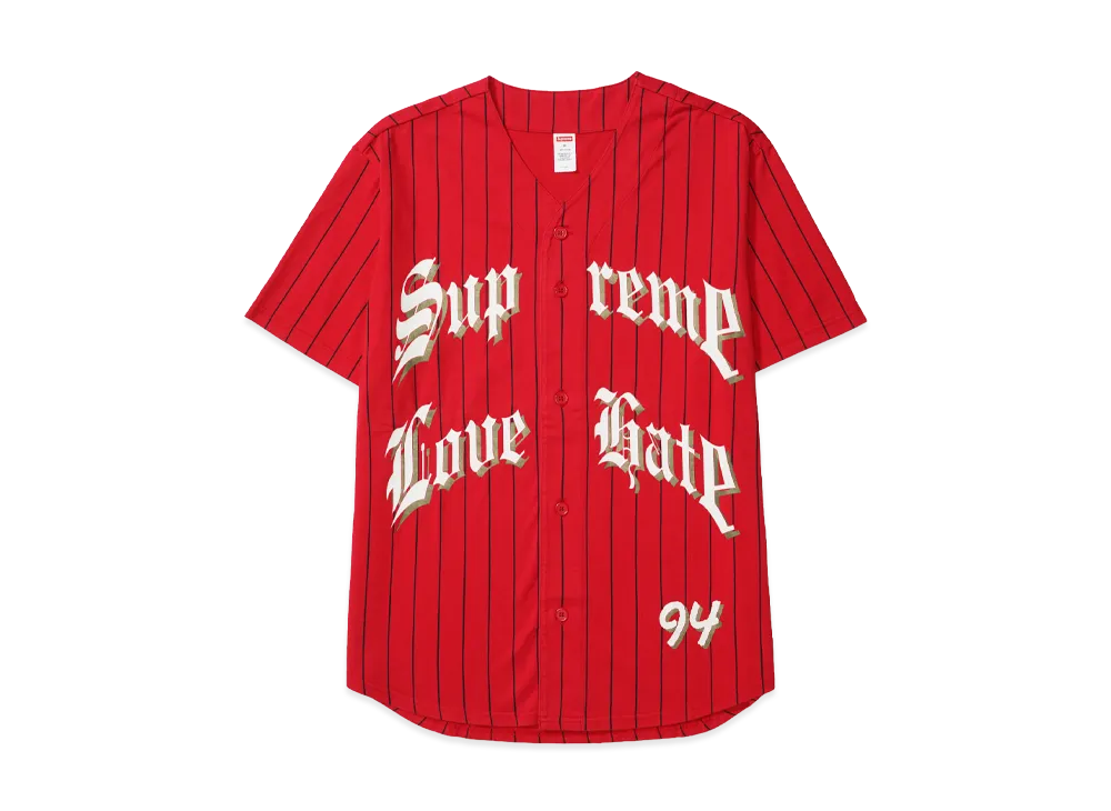 Supreme Love Hate Baseball Jersey "Red"