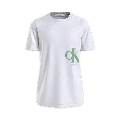 Calvin Klein Jeans Spray Logo Crew Neck T-Shirt Ck "Bright White"