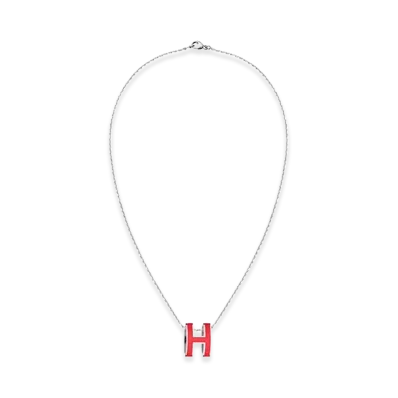 Hermes Mini Pop H Pendant "Palladium/Rouge Coraille"