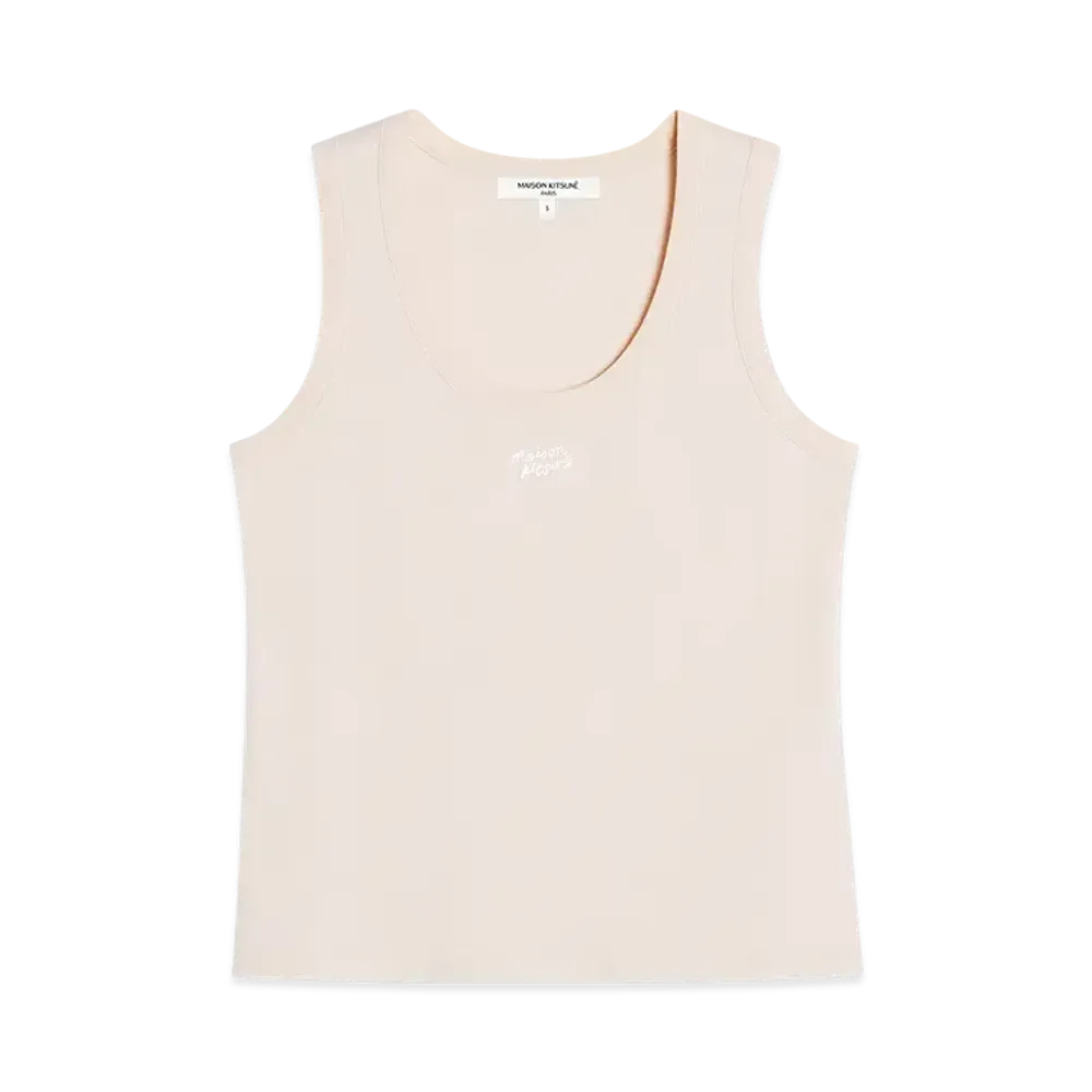 Maison Kitsune Handwriting Tank Top "Warm Stone"