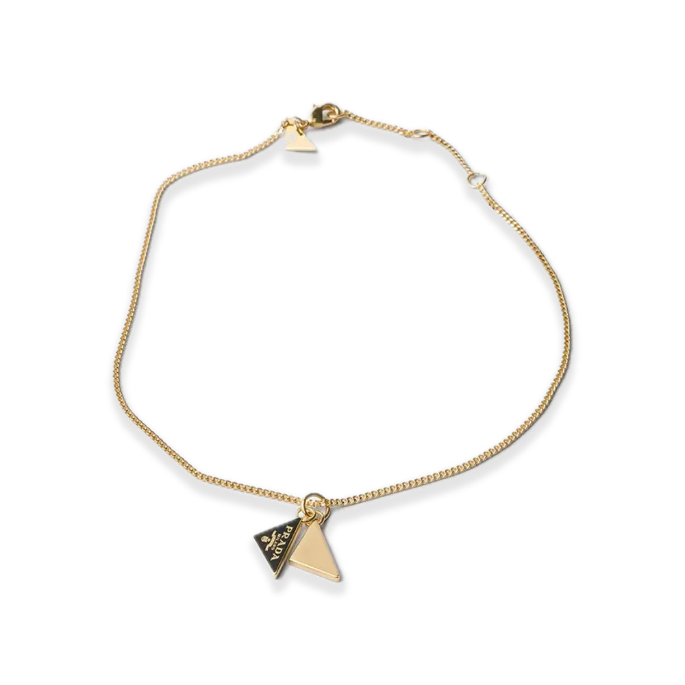 PRADA Enamel Metal Necklace "Black/Gold"