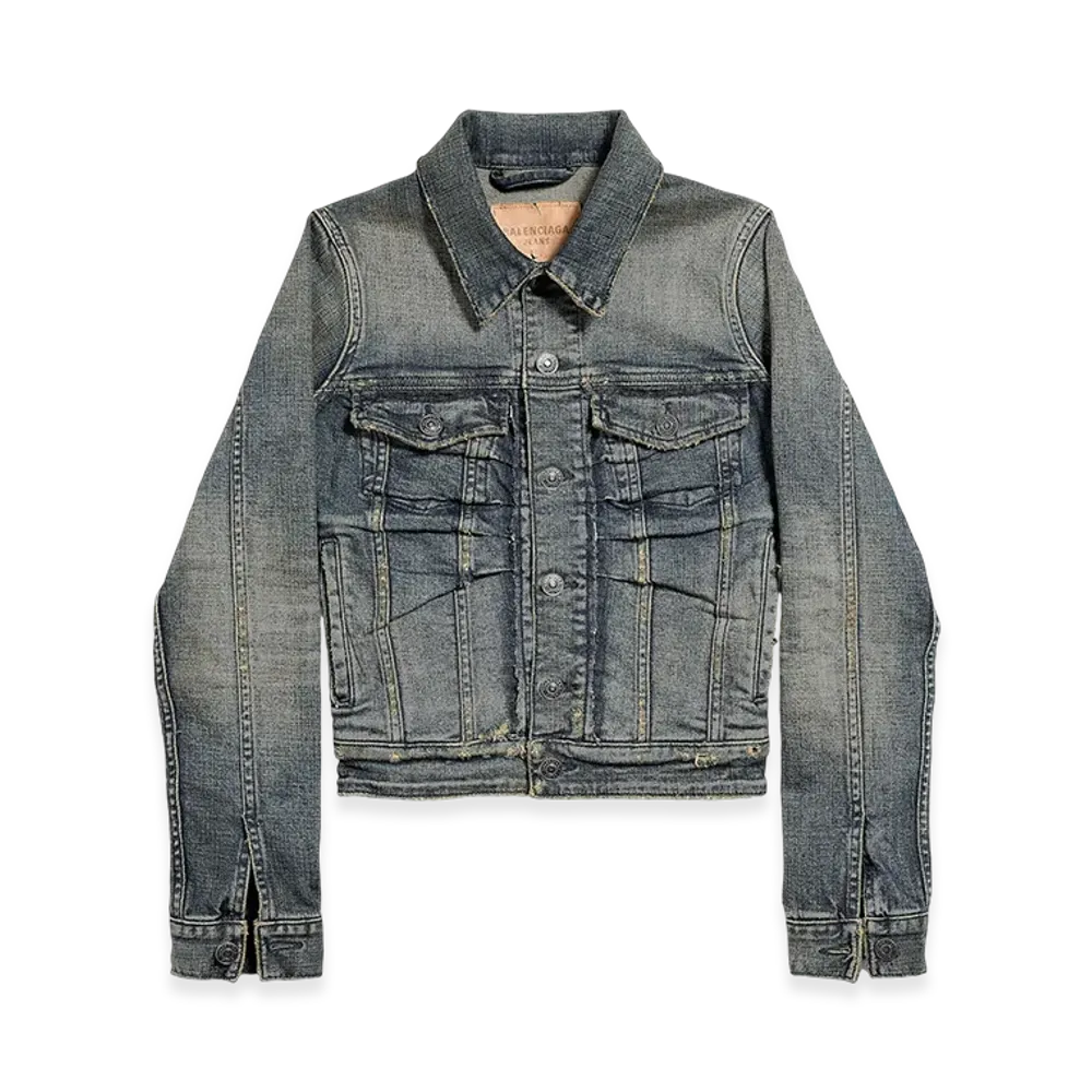 BALENCIAGA Women's Rouched Denim Jacket "Blue"