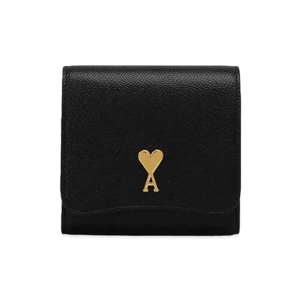 AMI PARIS Paris Paris Compact Wallet "Black/Vibrated Brass"