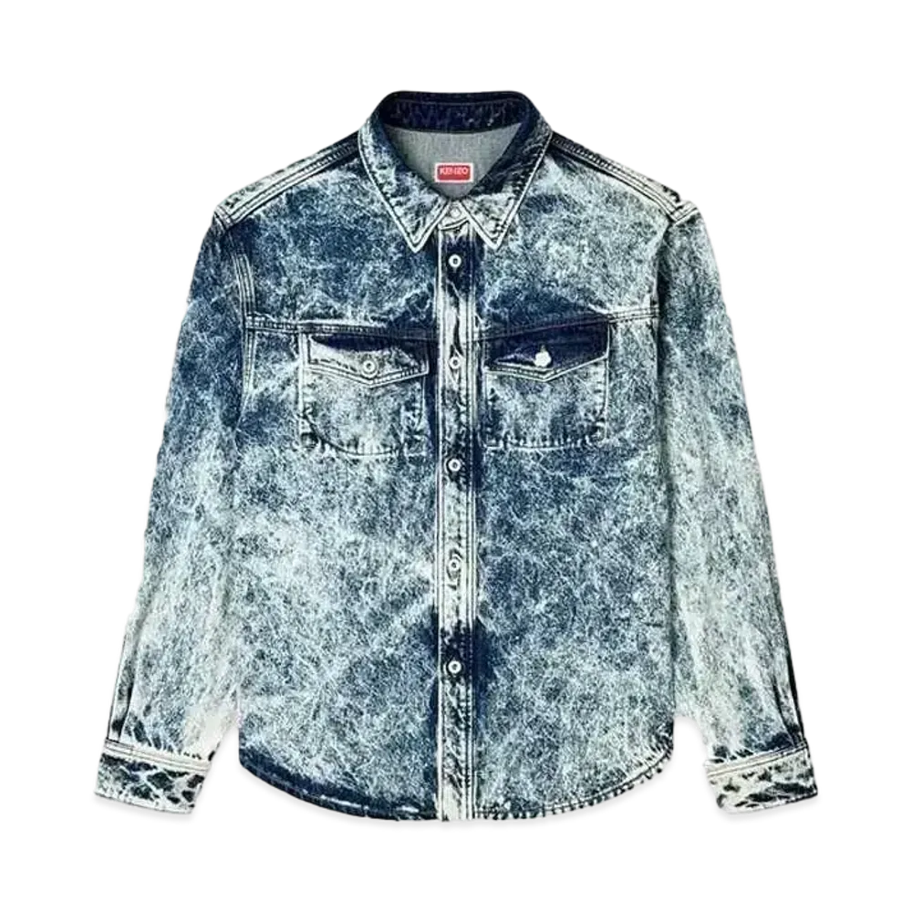 KENZO Western Shirt in Japanese Denim "Snow Bleached Blue Denim"