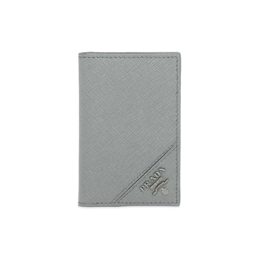 PRADA Saffiano Leather Card Holder "Marble Gray"