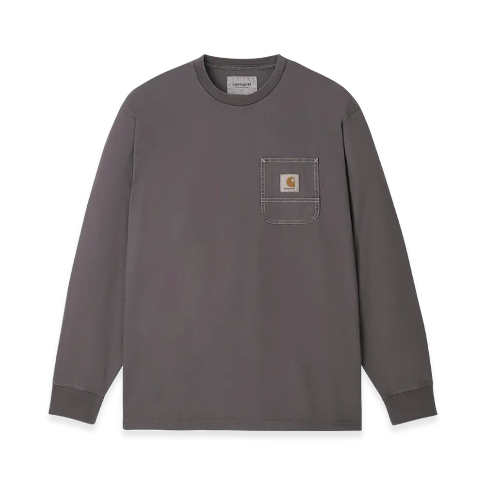 Carhartt WIP L/S Work Pocket T-Shirt "Soot/White(Pigment Garment Dyed)"