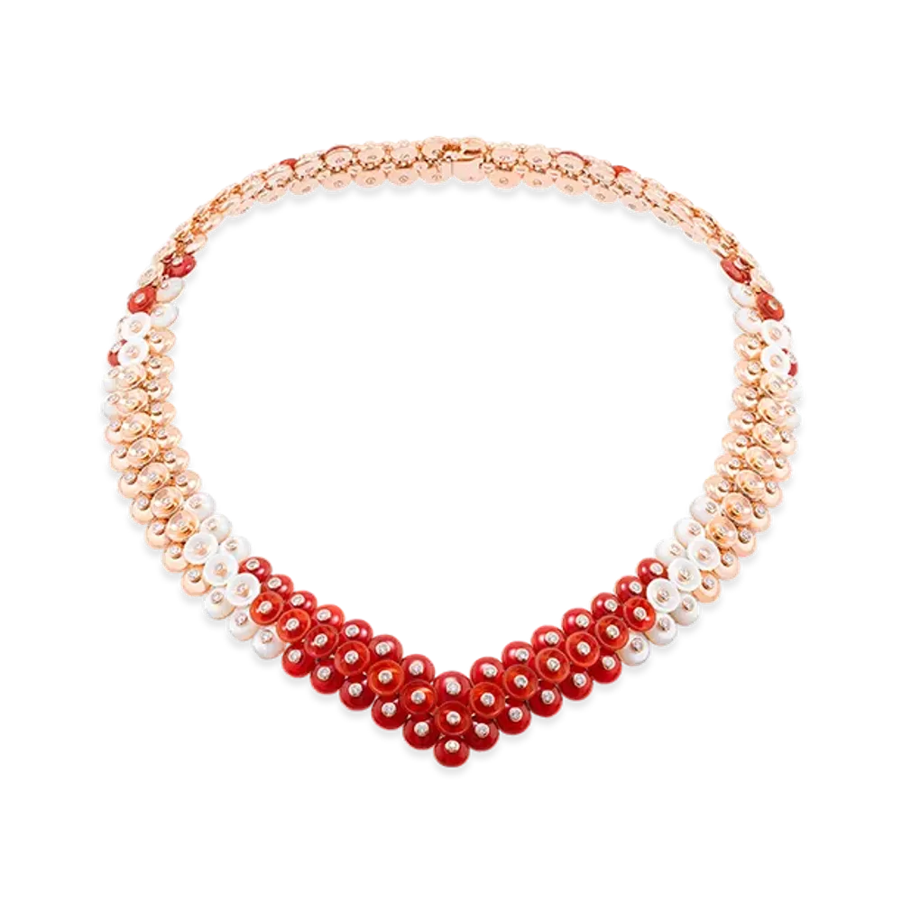 Van Cleef & Arpels Bouton d'or necklace "18K Rose gold/Carnelian/Diamond/Mother-of-pearl"