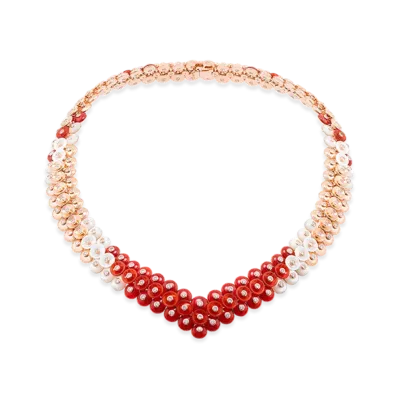 Van Cleef & Arpels Bouton d'or necklace "18K Rose gold/Carnelian/Diamond/Mother-of-pearl"