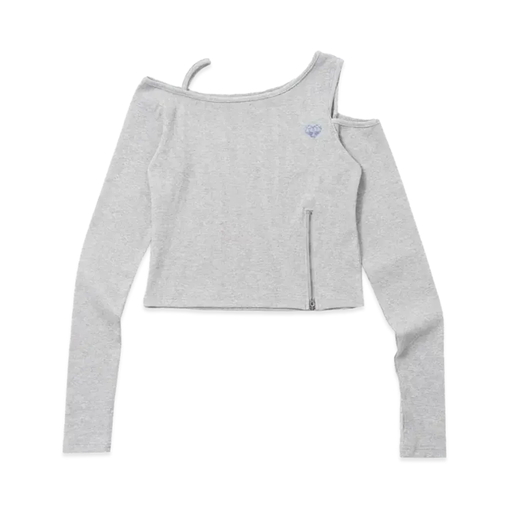 HTH rib shoulder long tee "GRAY"