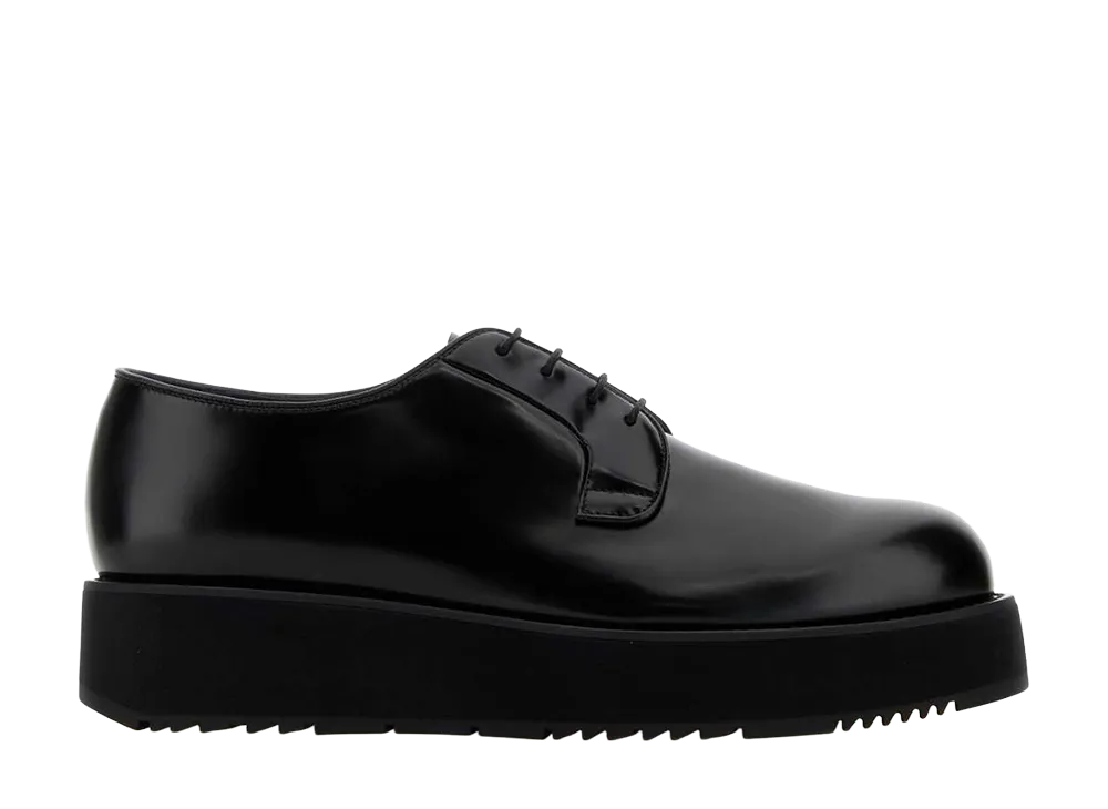 PRADA Leather Lace-Up Shoes "Black"