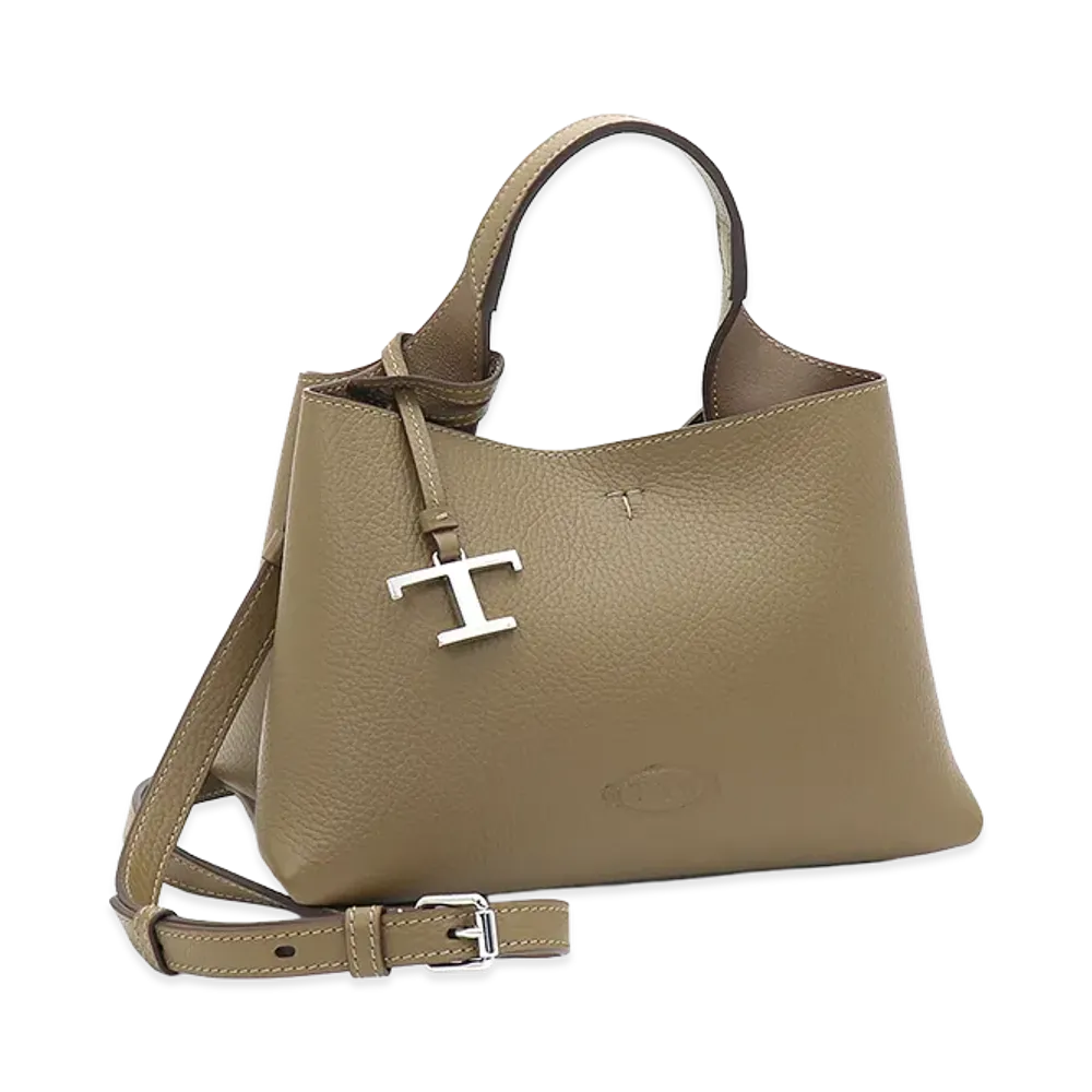 TOD'S Women's T Timeless Charm Leather Micro Handbag "Khaki"