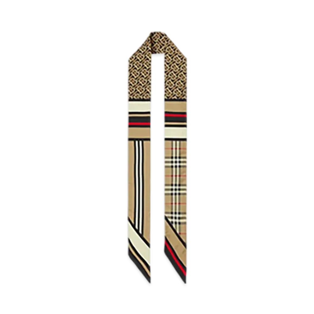 Burberry Skinny Montage Silk Scarf "Archive Beige"