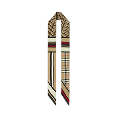 Burberry Skinny Montage Silk Scarf "Archive Beige"